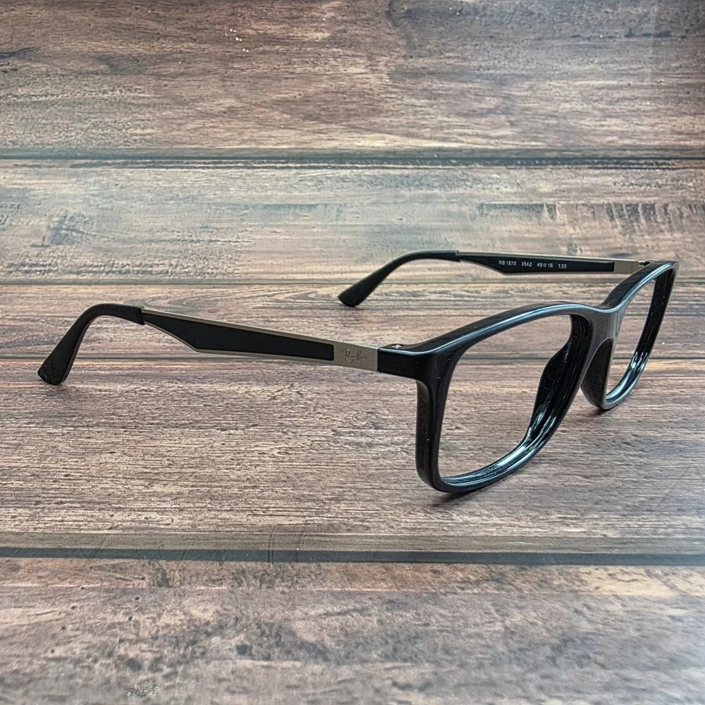 Ray-Ban Junior RB 1570 3542 Black Silver Rectangular Eyeglasses Frames 49-16-130